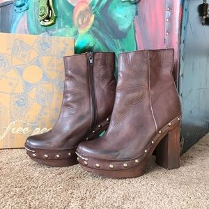 Free people leather platform ankle boots